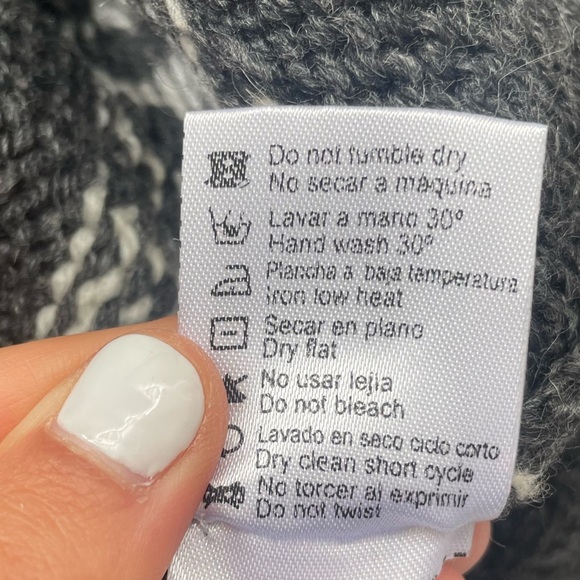 Gamboa Alpaca Southwestern Fringed Poncho Aztec sweater tribal boho Gray white - Picture 5 of 7